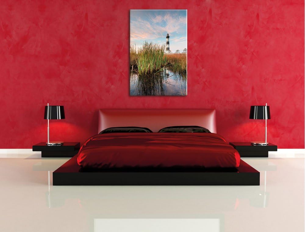 Pixxprint Leuchtturm, Format: 100x70 auf Leinwand, XXL riesige Bilder fertig gerahmt mit Keilrahmen,