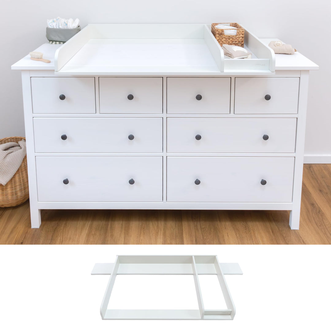 Wickelaufsatz für IKEA HEMNES Kommode - Weiss, 160cm | Mit Trennfach, 100% MDF weiss lackiert · Komm