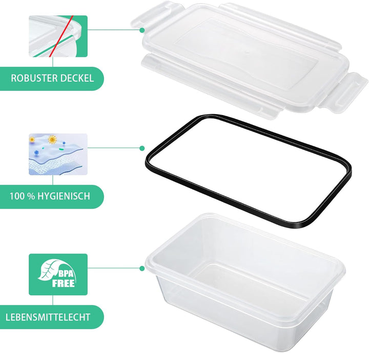 10 Frischhaltedosen mit Deckel (5x1L + 5x520ml), Gefrierdosen &amp; Meal Prep Boxen, BPA-frei, luftdicht