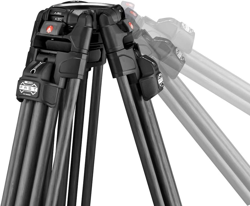 Manfrotto, Fluid-Videokopf 509 mit Fast Twin Videostativ 645, Tripod aus Carbon, Stativ Profi-Kit fü