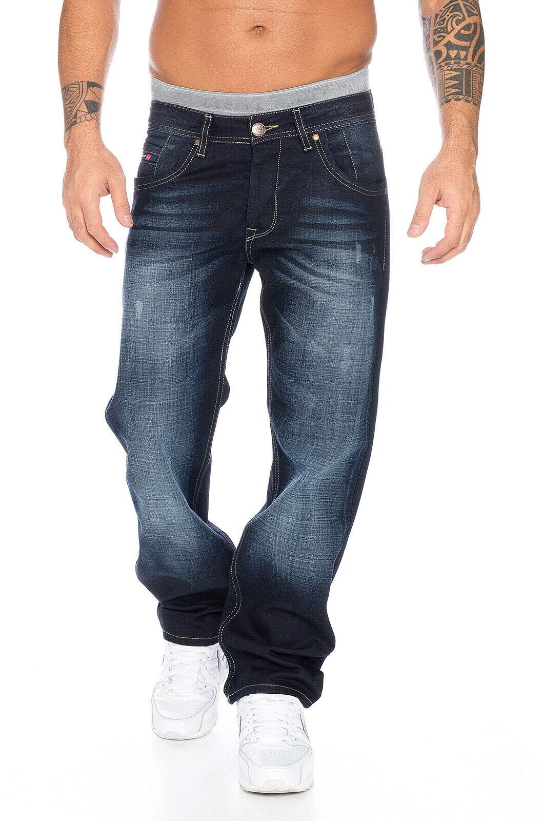 Rock Creek Herren Jeans Hose Denim Blau Straight-Cut Gerades Bein RC-2091 29W / 30L Blau, 29W / 30L