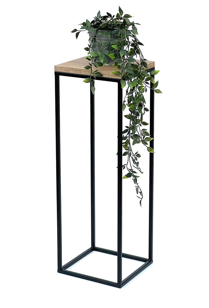 DanDiBo Blumenhocker Metall Holz Schwarz Eckig 70 cm Blumenständer Beistelltisch 96352 Blumensäule M