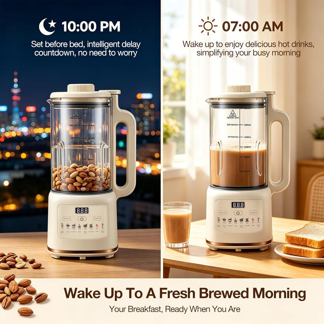 10 in 1 Nussmilchmaschine, 1800ML Pflanzenmilchbereiter & Sojamilchmaschine, Touch Display, Warmhalt