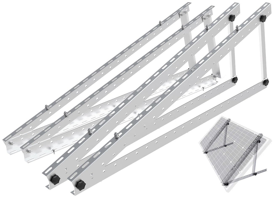 revolt Solar Wandhalterung: 2er-Set Verstellbare Aluminium-Solarpanel-Halterung, 48" / 118 cm (Balko