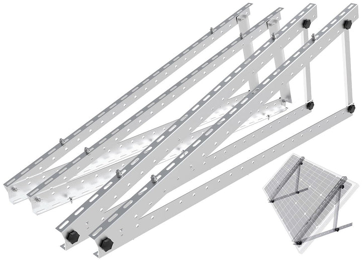 revolt Solar Wandhalterung: 2er-Set Verstellbare Aluminium-Solarpanel-Halterung, 48" / 118 cm (Balko