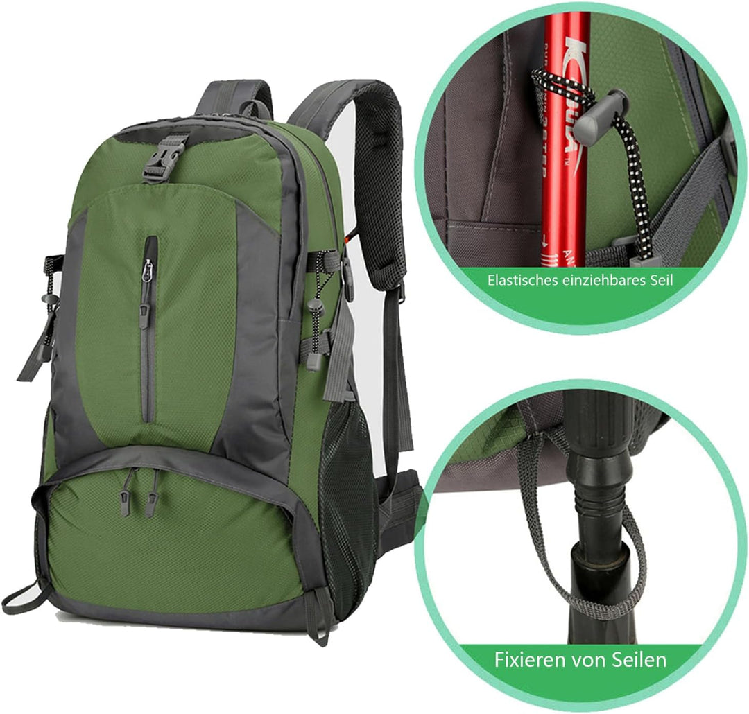 40L Wanderrucksack mit Multi-Taschen-Design leichter Tagesrucksack mit mehreren Organisationsfächern