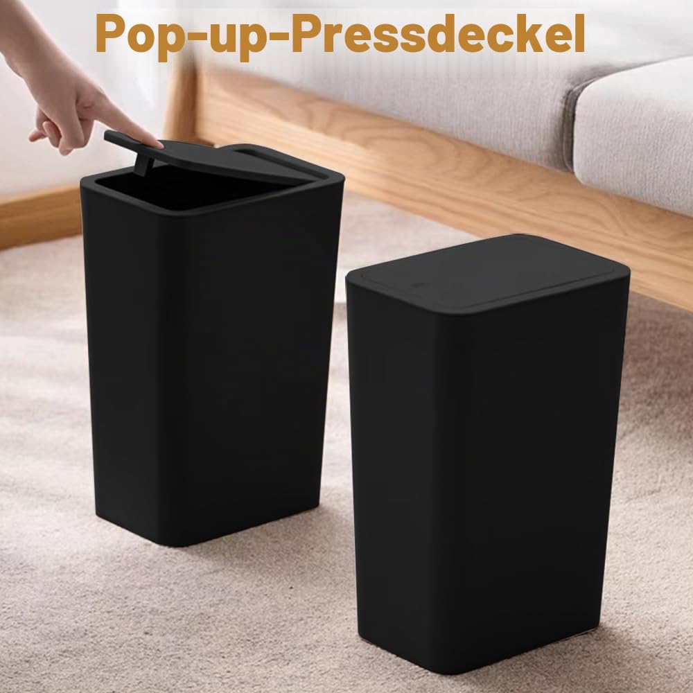 3 Stück Badezimmer Mülleimer 10L,Hundesicherer Badezimmer Mülleimer,Schmaler Mülleimer mit Deckel,To