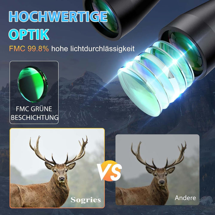 20 x 60 Fernglas für Erwachsene, leistungsstark, wasserdicht und beschlagsicher, kompaktes Fernglas