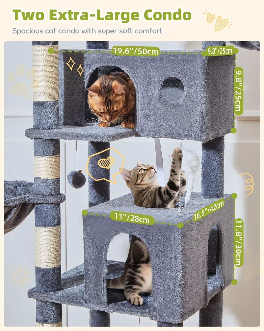 Taoqimiao 193CM Kratzbaum Gross XXL, Katzenbaum Katzenbaum Grosse Katzen Stabil Katzenkratzbaum mit