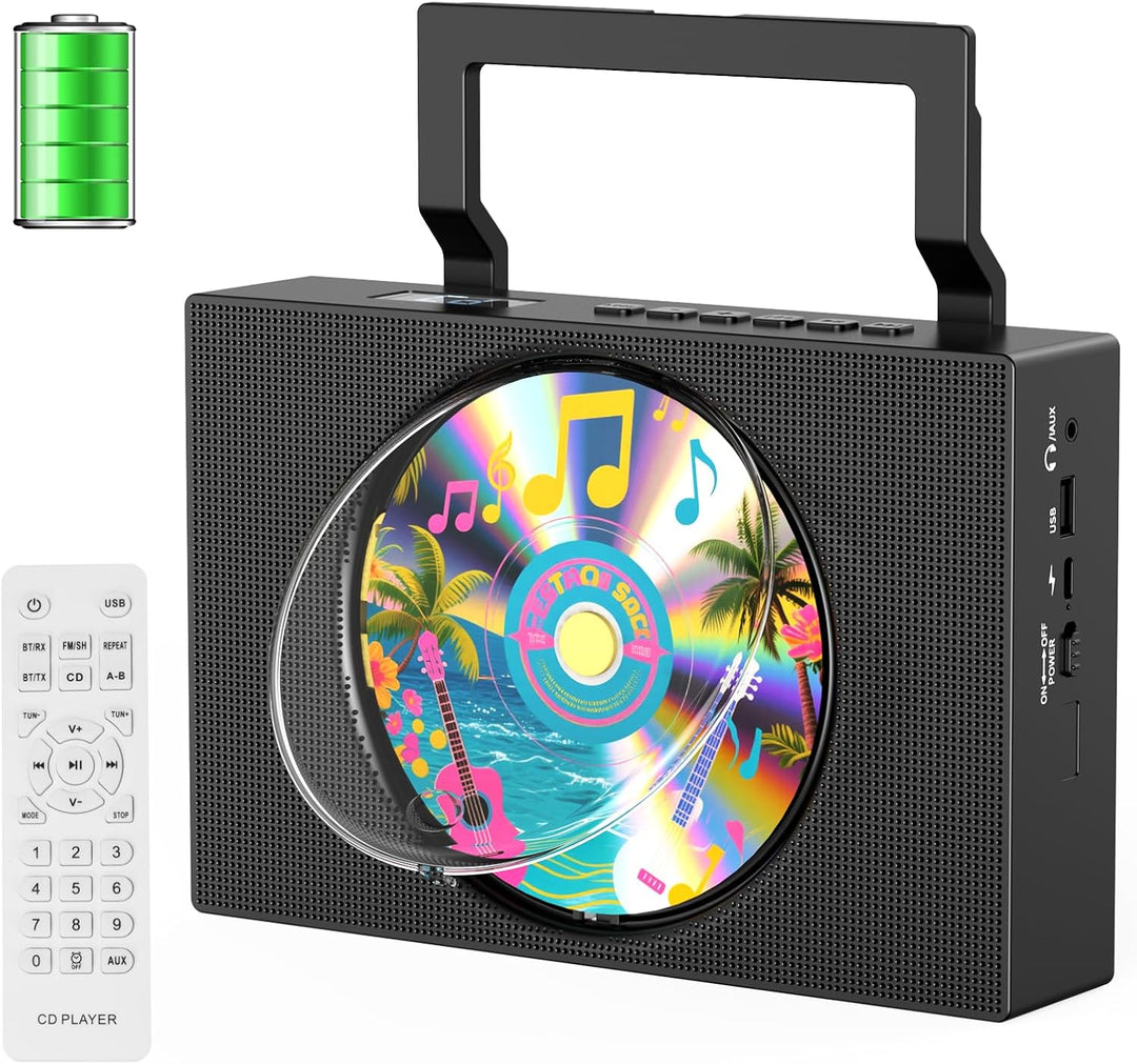 Gueray Radio mit CD Player Tragbar CD-Player Kinder Discman mit Bluetooth Lautsprecher Anzeige Unter