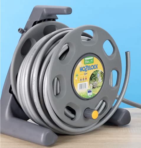 Hozelock Ltd Kompakte Schlauchtrommel mit 25 m Schlauch mit Anschlüssen, mehrfarbig