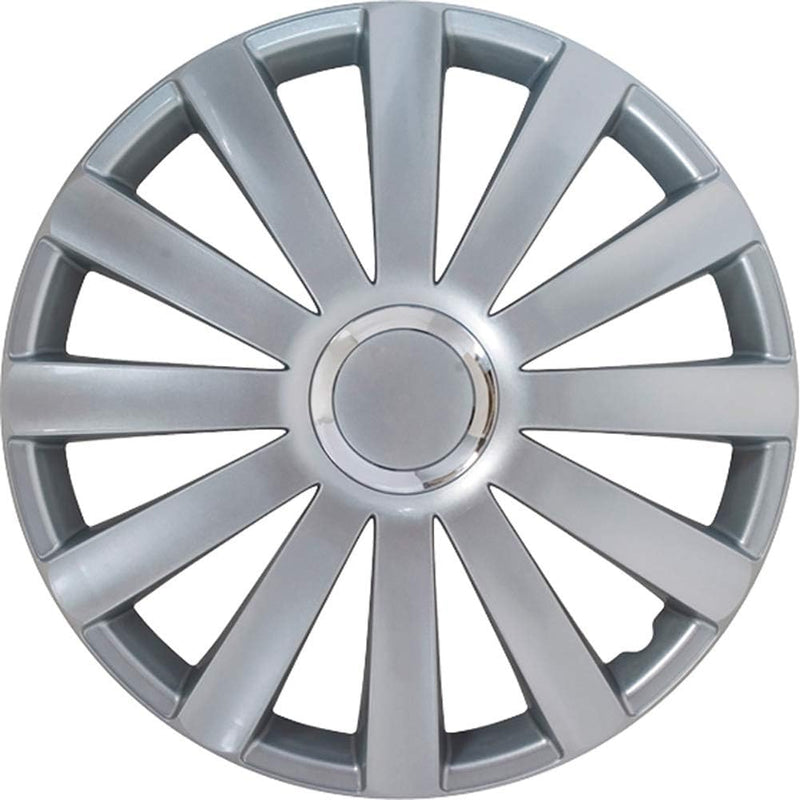 AUTO-STYLE Satz Radzierblenden Spyder 14-Zoll Silber + Chrom Ringe 14-inch Silber + Chrom Ringe, 14-