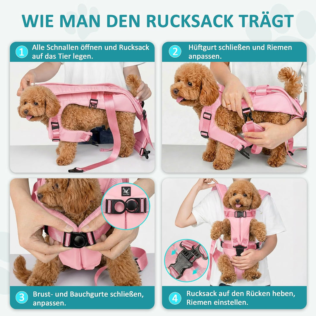 ALLSOPETS Hunderucksack für Mittlere Hunde, Verstellbar und Leicht, Ideal zum Wandern, Radfahren, Re