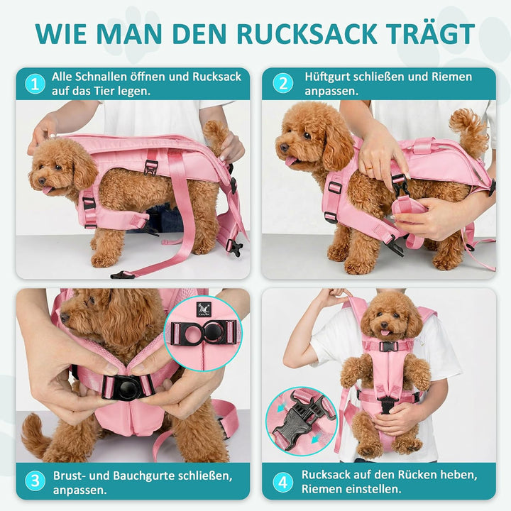 ALLSOPETS Hunderucksack für Mittlere Hunde, Verstellbar und Leicht, Ideal zum Wandern, Radfahren, Re