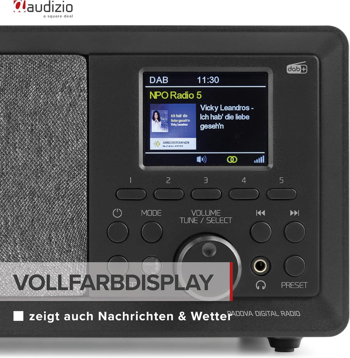 Audizio Padova - Küchenradio DAB Radio mit Fernbedienung, Retro DAB Radio mit Bluetooth, TFT Farbdis