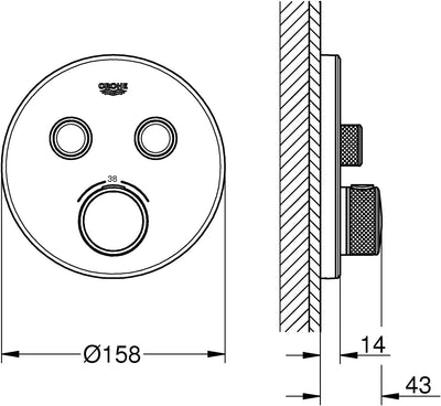 GROHE Grohtherm SmartControl | Brause- & Duschsystem - Thermostat mit 2 Absperrventilen | moon white