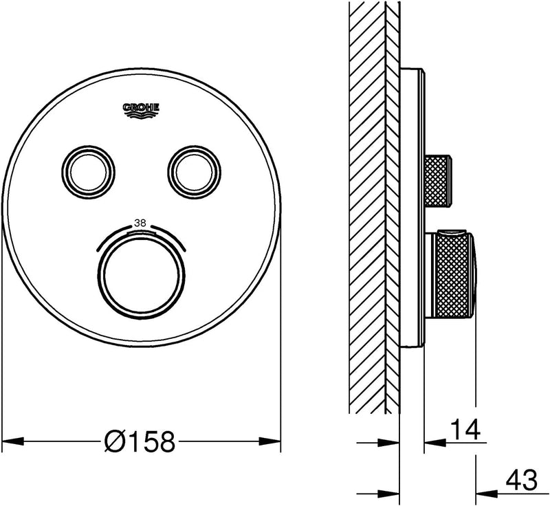 GROHE Grohtherm SmartControl | Brause- & Duschsystem - Thermostat mit 2 Absperrventilen | moon white