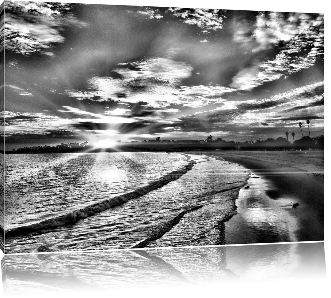 Pixxprint Los Angeles Beach als Leinwandbild/Grösse: 100x70 cm/Wandbild/Kunstdruck/fertig bespannt,
