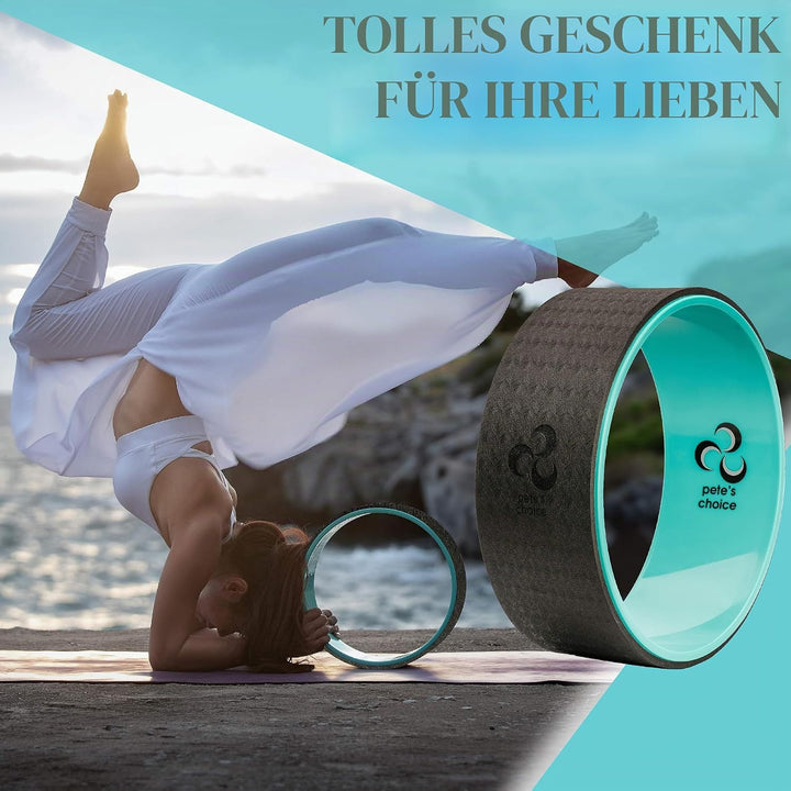 Pete's Choice Yoga Rad Mit eBook & Yogagurt - Bequemes & Langlebiges Zubehör I Wheel für Mehr Flexib