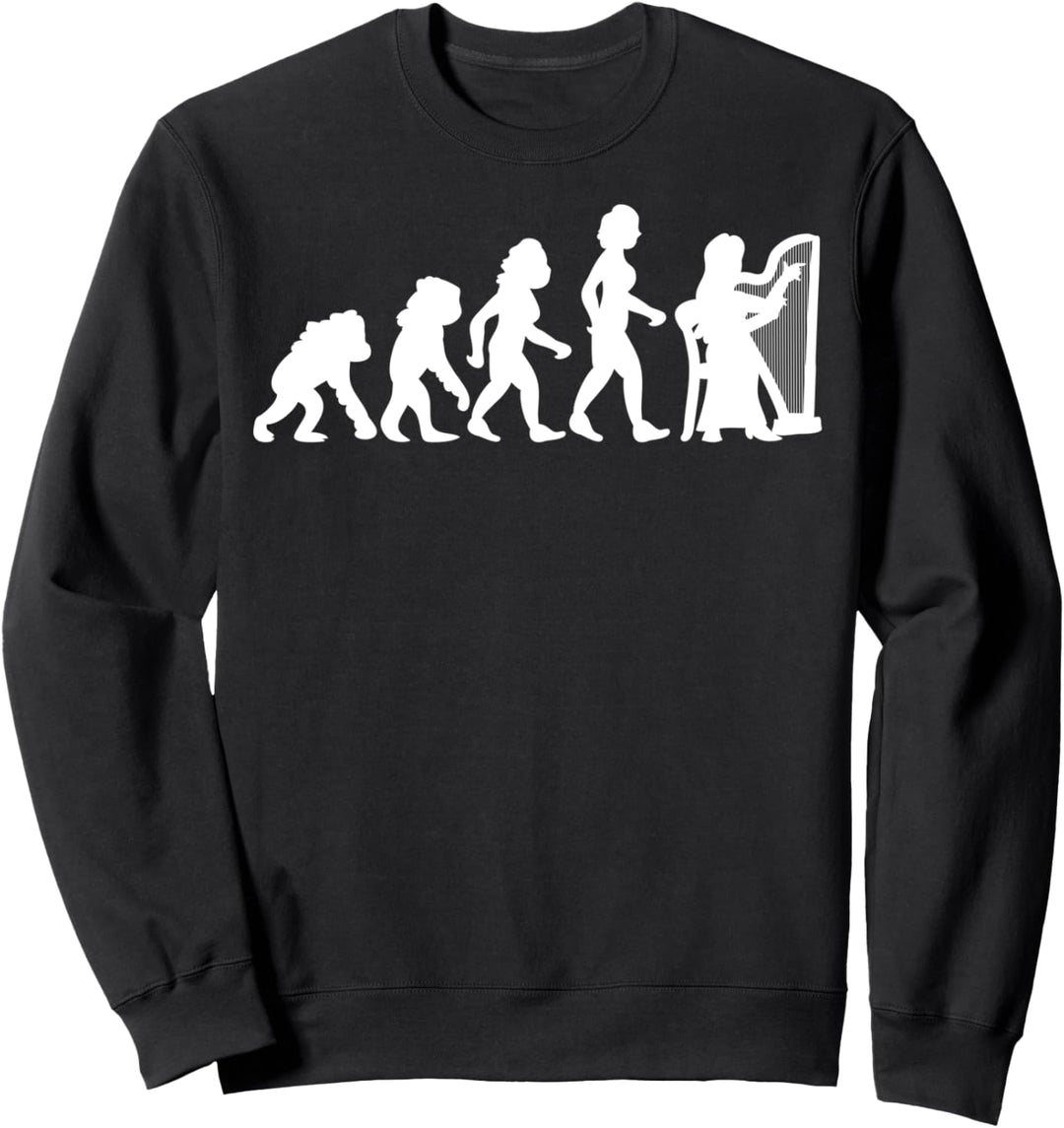 Harfenspielerin Harfe Musikinstrument Evolution Fun Lustig Sweatshirt