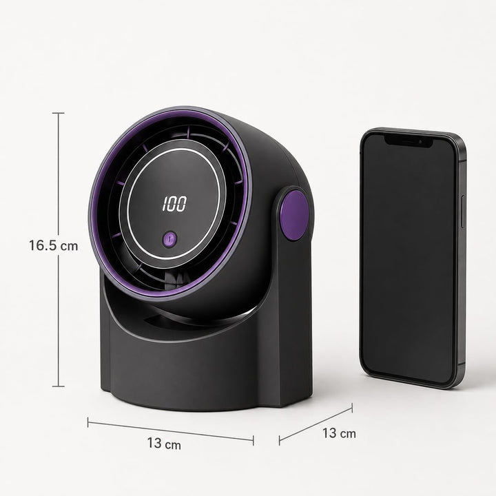 Bestlivings Tisch- und Wandventilator Akku Schwarz 5 Stufen | 1200 mAh, LED Display, 22 dB leise, US