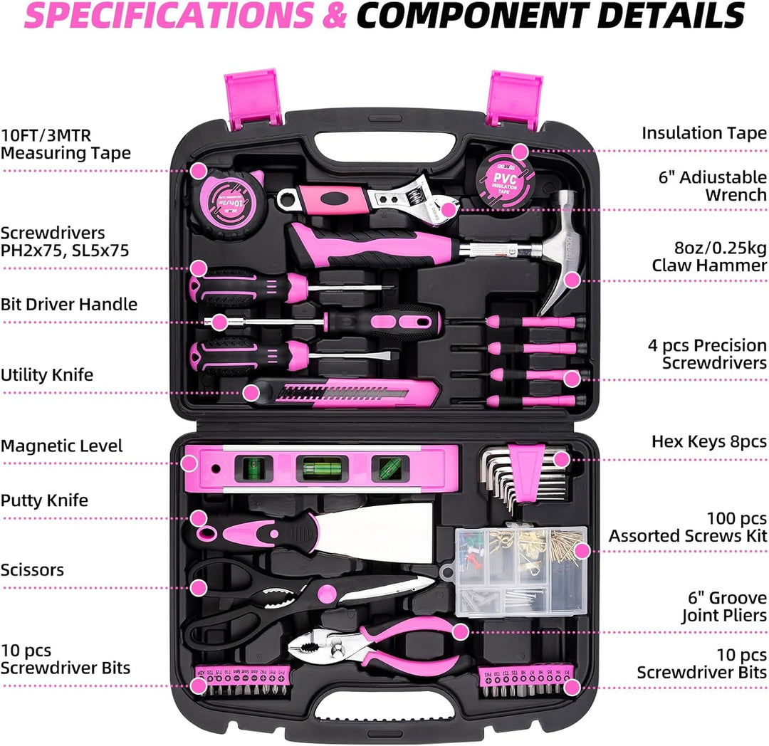 DOWELL 145-Stück Home Repair Tool Kit mit Werkzeugkasten - Komplettes Set von Haushalts-Handwerkzeug