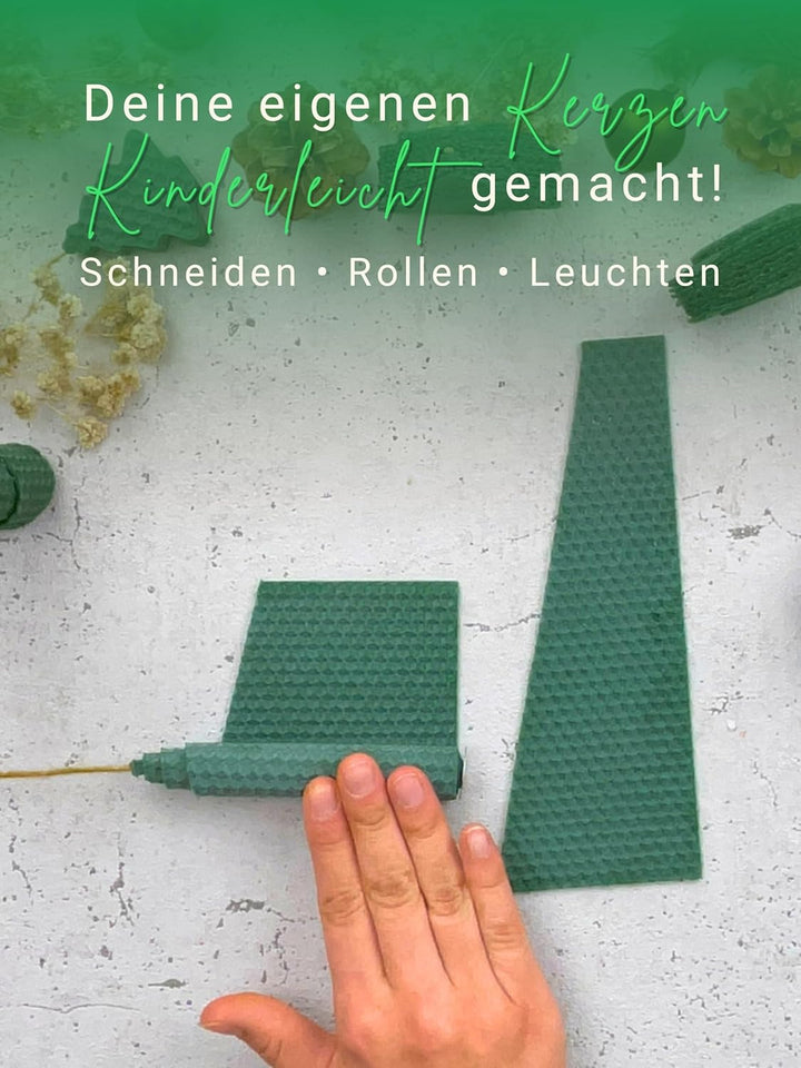 Wachsmann reines Bienenwachs aus Deutschland, dunkel grün, 20 Bienenwachsplatten für Kerzen 20 x 15