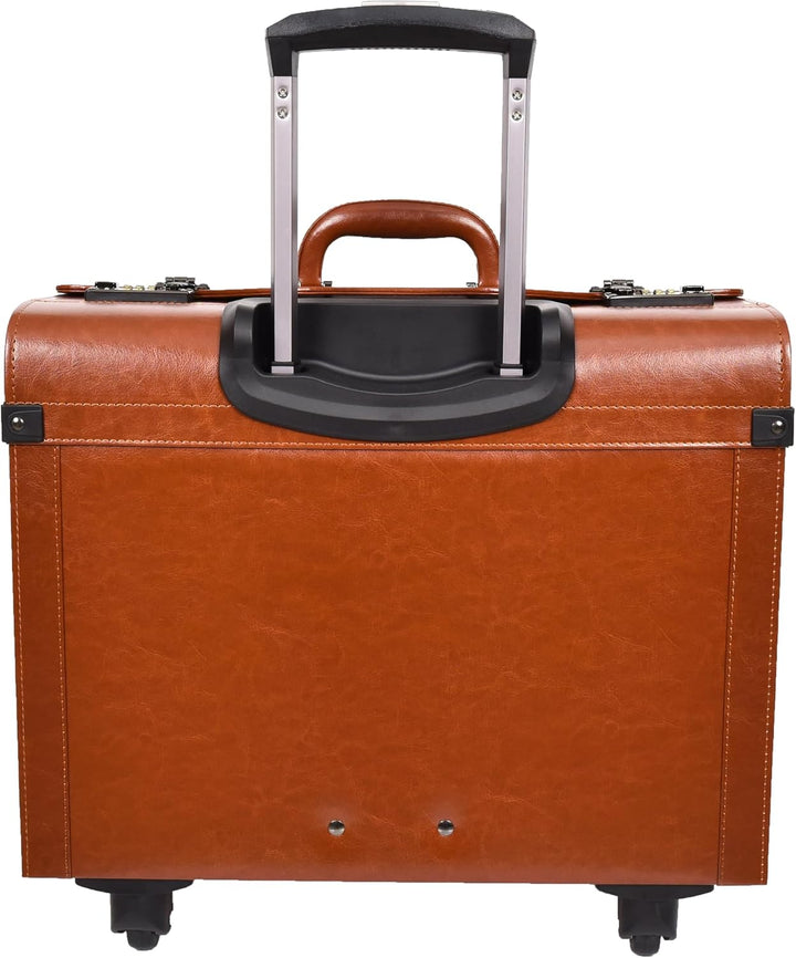 House of Leather Pilotenkoffer, Kunstleder, hautfarben, Carry-on, Commander, 4-Räder, Kabinentasche,