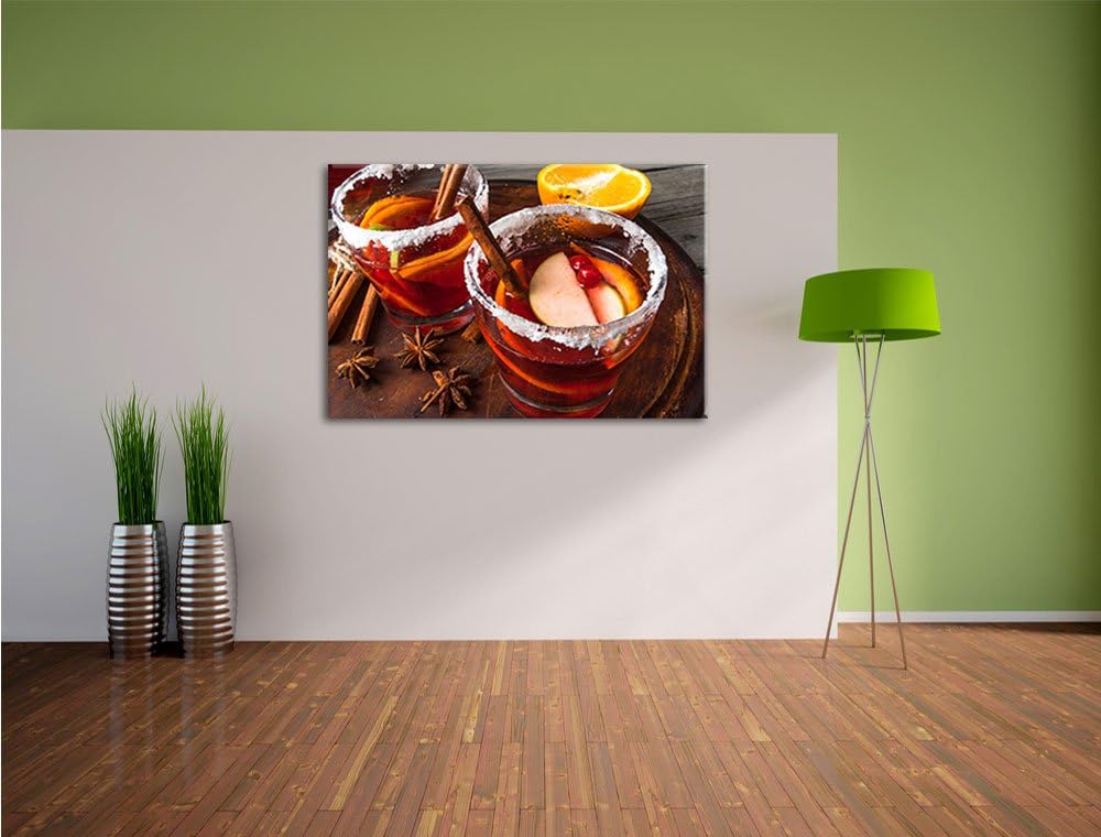 eine winterliche Bowle, Format: 100x70 auf Leinwand, XXL riesige Bilder fertig gerahmt mit Keilrahme