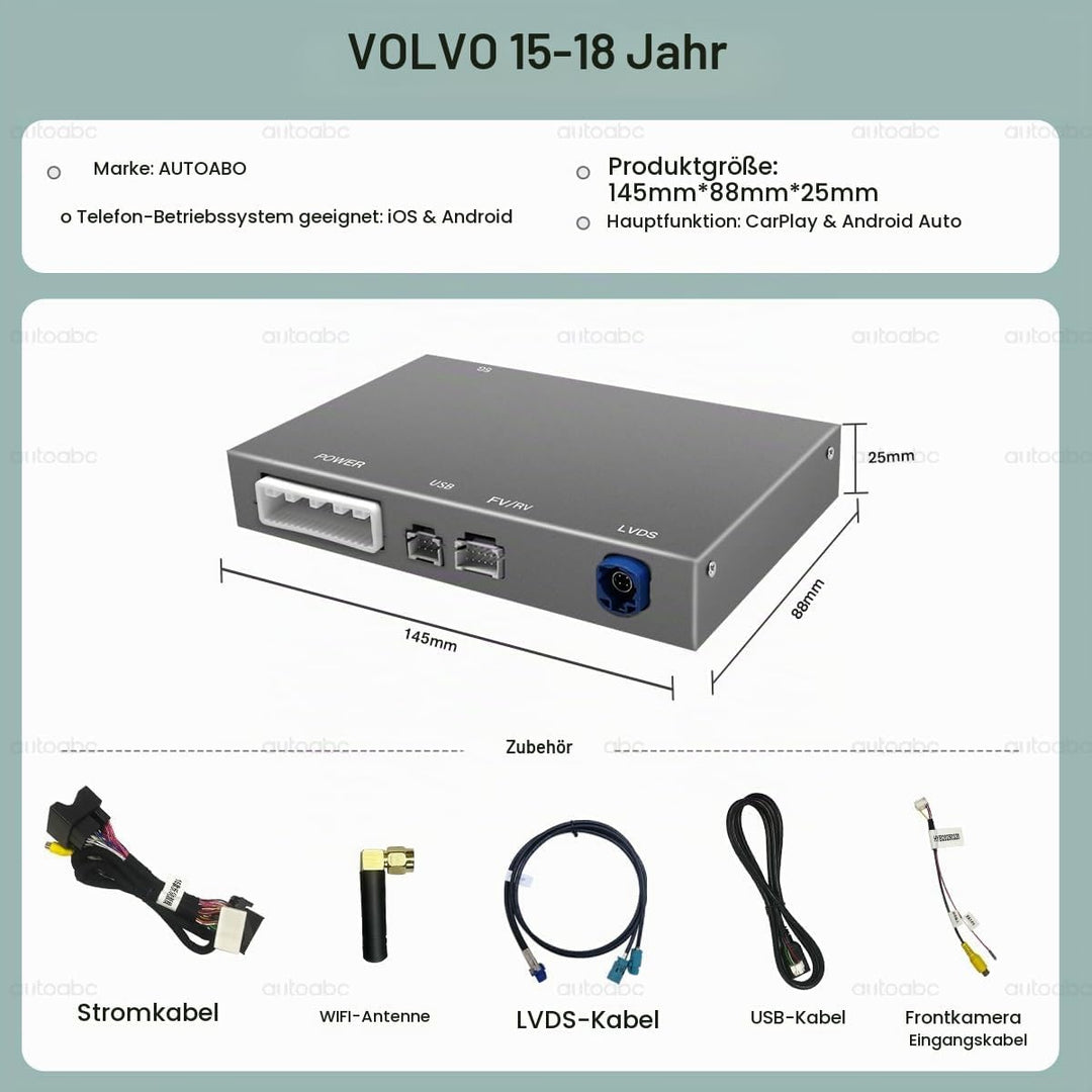 Kabellos CarPlay/Android Auto Modifikation für Volvo XC60 V40 V60 S60 S90 2015-2019 AirPlay Mirror L