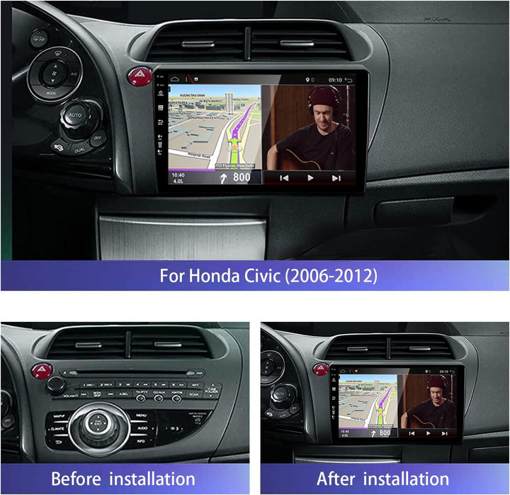 [2GB+32GB] Android 14 Autoradio mit Navi für Honda Civic (2006-2011)-9 Zoll Touchscreen-mit Kamera-D