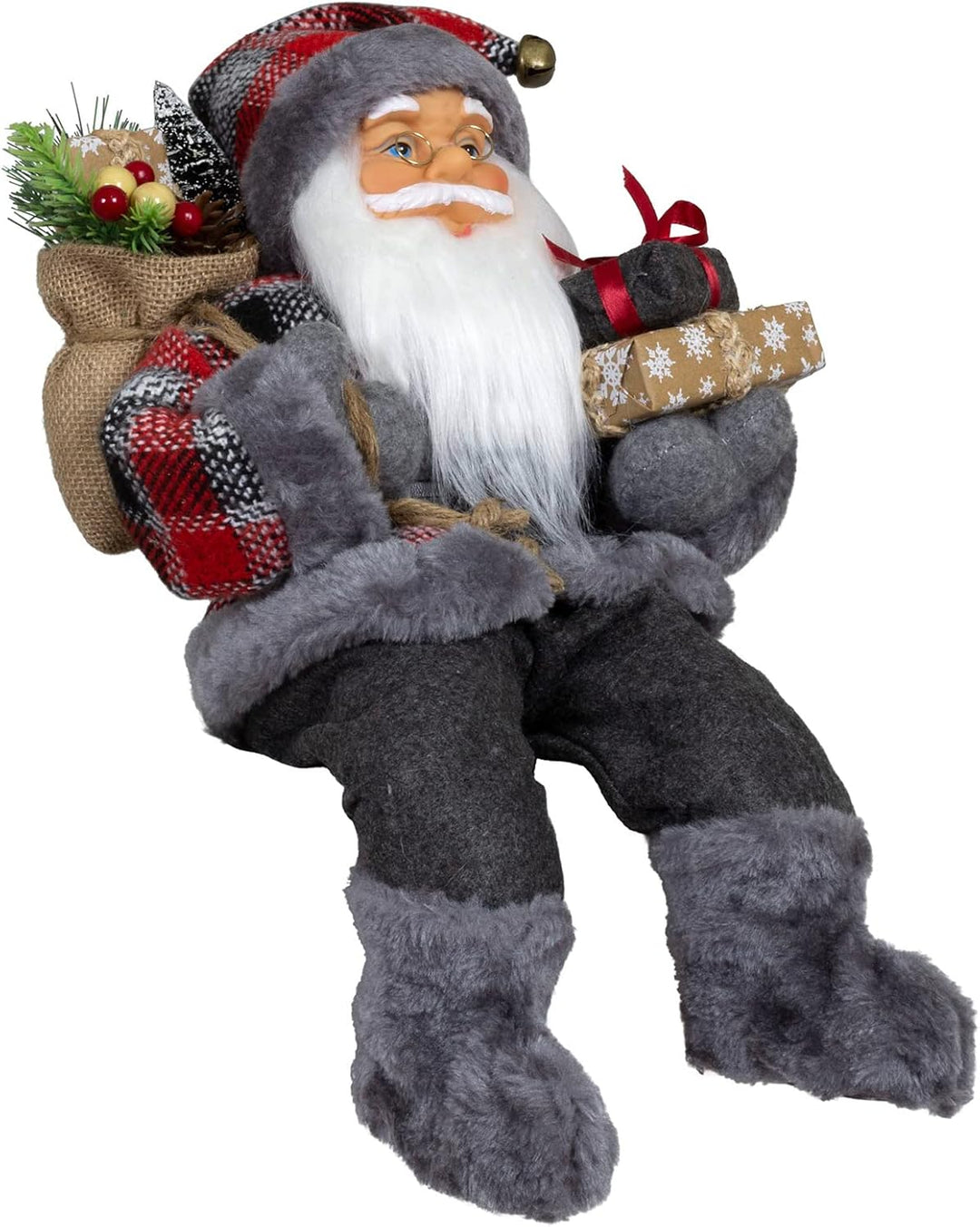 Christmas Paradise Sitzender Weihnachtsmann 45cm Deko-Figur Kantenhocker Santa Nikolaus (Modell Finn