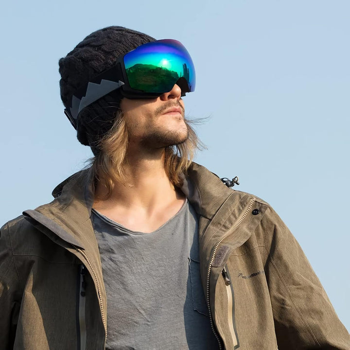 OutdoorMaster Skibrille Pro – rahmenlose, austauschbare Gläser, 100% UV400-Schutz, Schneebrille für