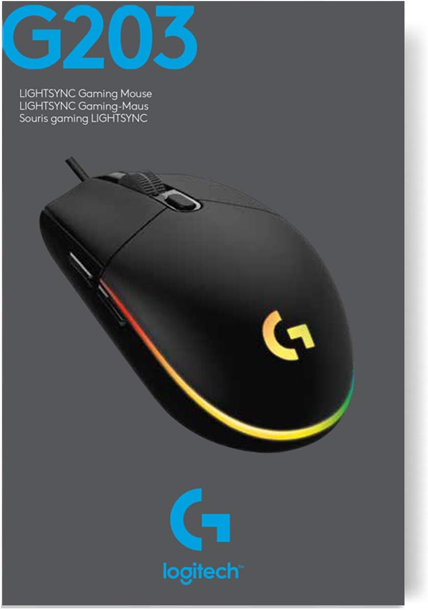 Logitech G203 Gaming-Maus mit anpassbarer LIGHTSYNC RGB-Beleuchtung, 6 programmierbare Tasten, spiel