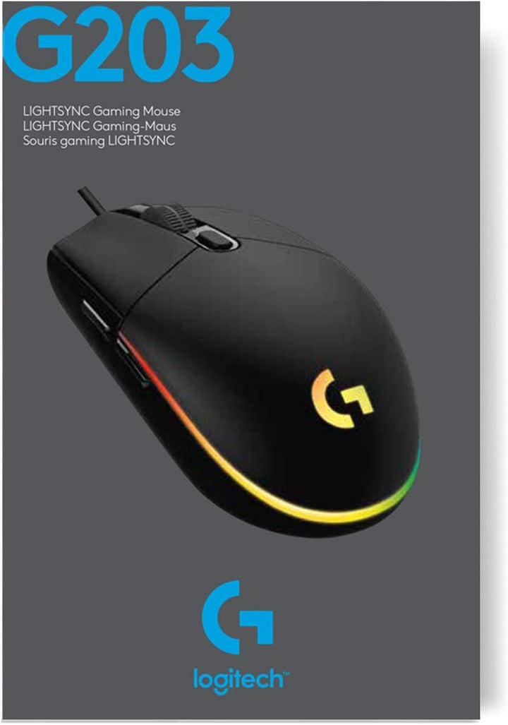 Logitech G203 Gaming-Maus mit anpassbarer LIGHTSYNC RGB-Beleuchtung, 6 programmierbare Tasten, spiel