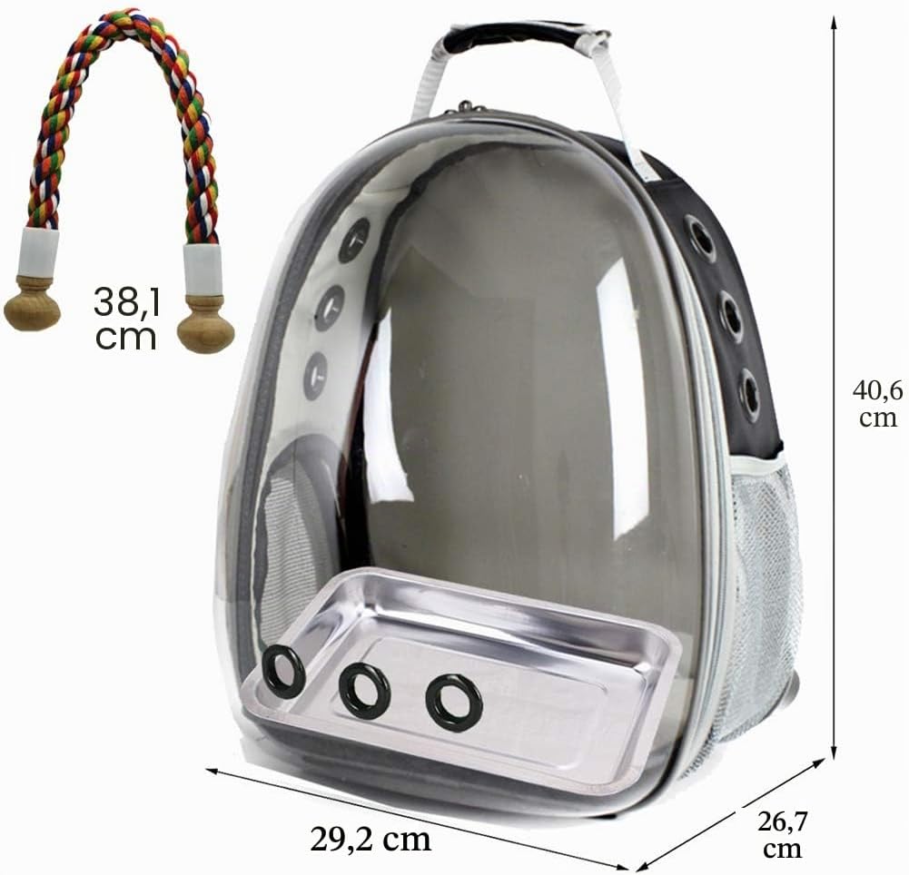 SOURCER Rucksack für Vögel, Bubble Bird Travel Carrier Rucksack mit Edelstahl-Tablett und Stehstange