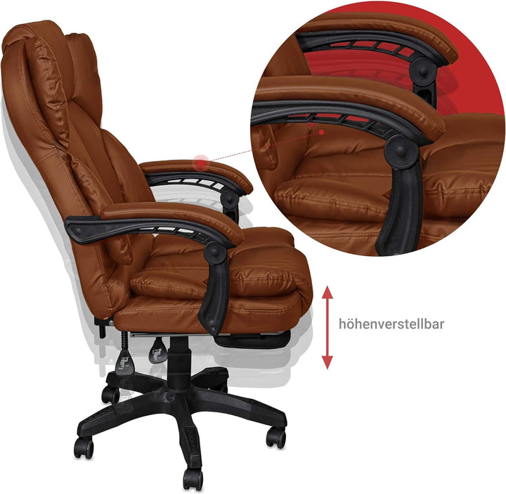 Schreibtischstuhl ergonomisch mit Flexibler Rückenlehne & Kopfstütze - Bequemer Bürostuhl für Schrei