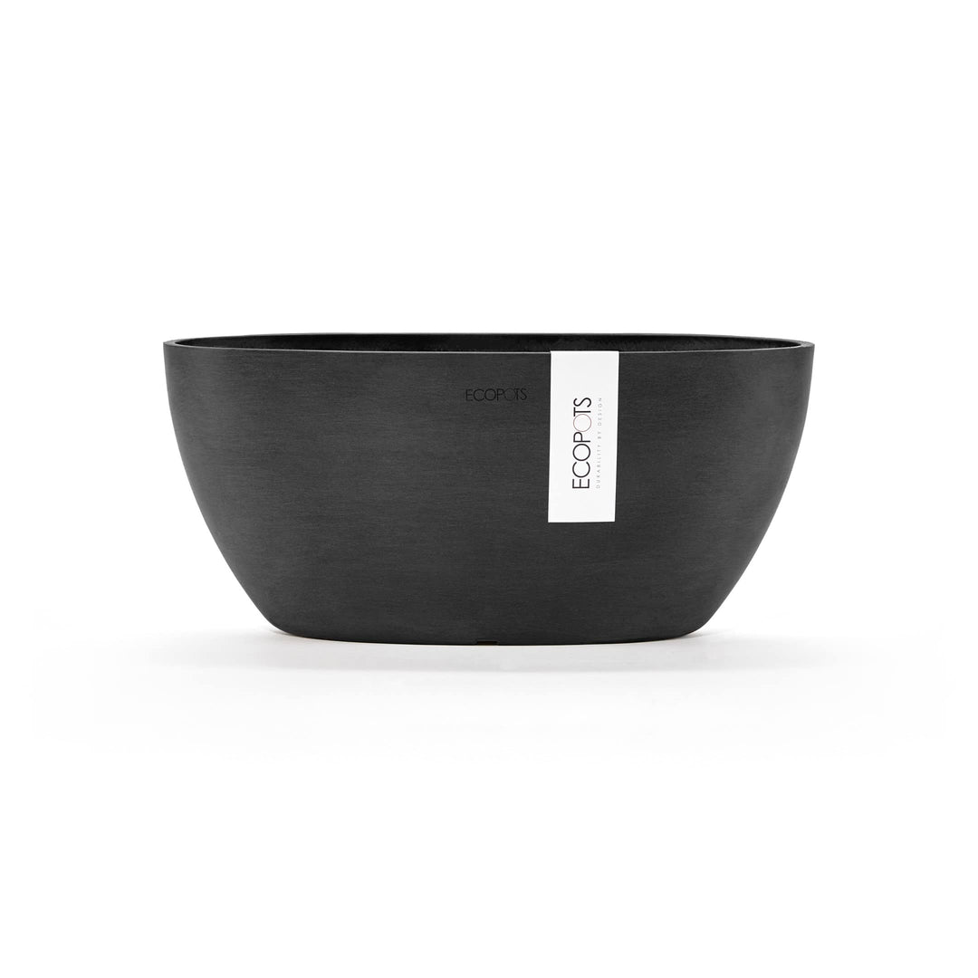 Ecopots Pflanzschale Sofia Dunkel Grau - 30 x 13 cm oval gross - Pflanzentopf aus Recycling Kunststo