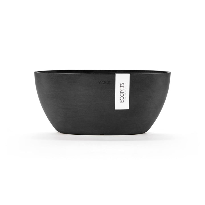 Ecopots Pflanzschale Sofia Dunkel Grau - 30 x 13 cm oval gross - Pflanzentopf aus Recycling Kunststo
