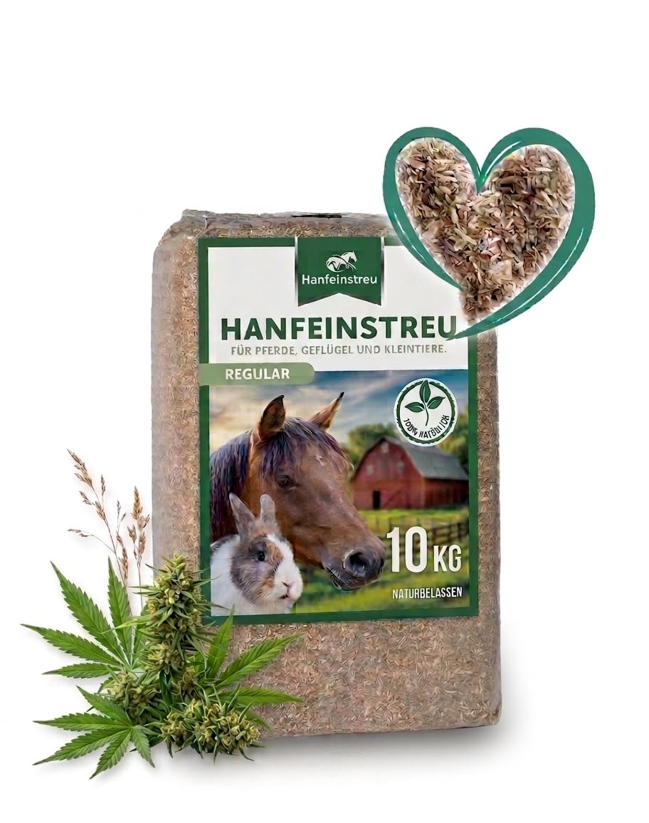 Hanfeinstreu für Kleintiere, Hühner und Pferde, 100 Liter, 100% Naturprodukt, Extrem Saugfähig, Stau