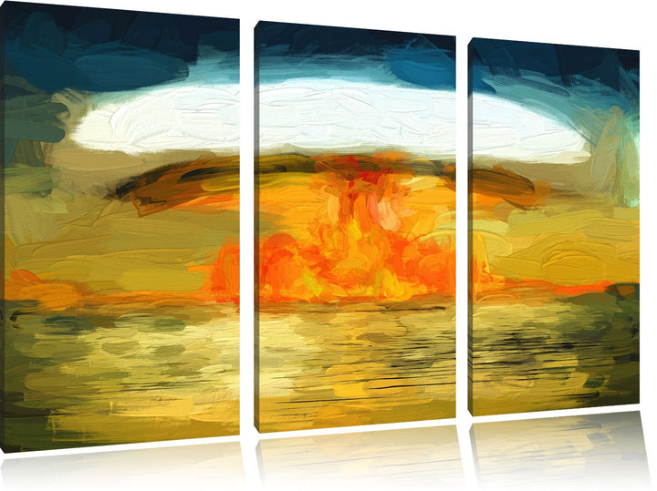 Pixxprint Atombombe als Leinwandbild/Grösse: 3 Teilig (120x80) cm/Wandbild/Kunstdruck/fertig bespann