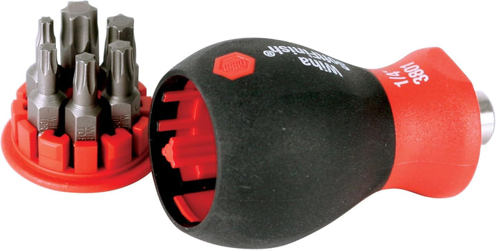 Wiha 38045 Kurzförmiger Schraubendreher mit 6 in 1 Einsatz-Bits, Torx Mehrfarbig/Meereswellen (Ocean