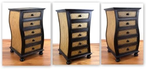 livasia Rattankommode I Rattanschrank I Kommode aus Holz und Rattan (bauchig), bauchig