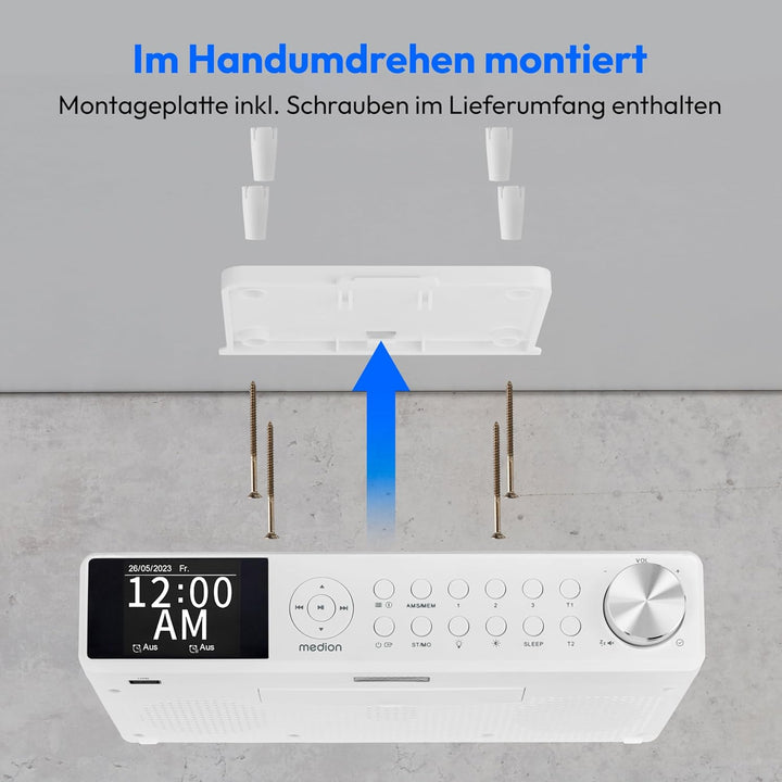 MEDION P66750 Küchen Unterbauradio (DAB+ Küchenradio, PLL UKW Radio, dimmbares TFT Farbdisplay, Koch