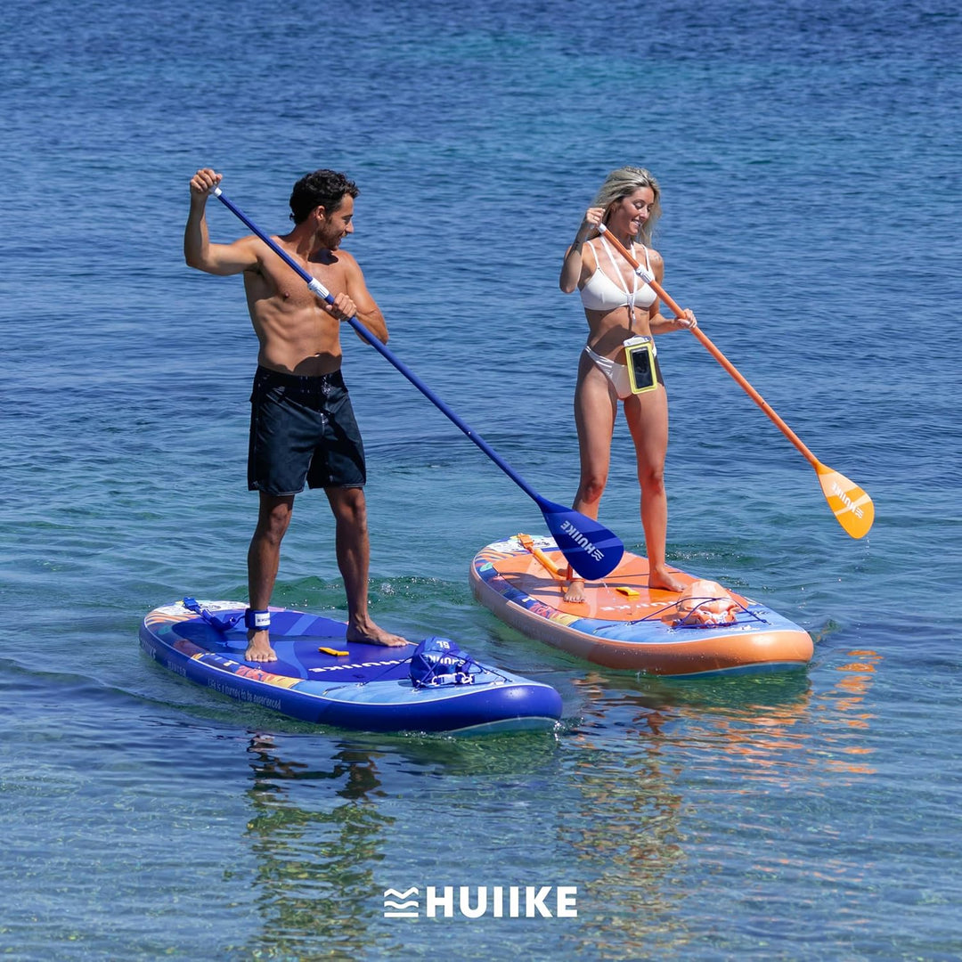 HUIIKE Stand Up Paddling Board mit Zubehör, Paddel, Finnen, Leash, Pumpe, Rucksack. SUP-Board Aufbla