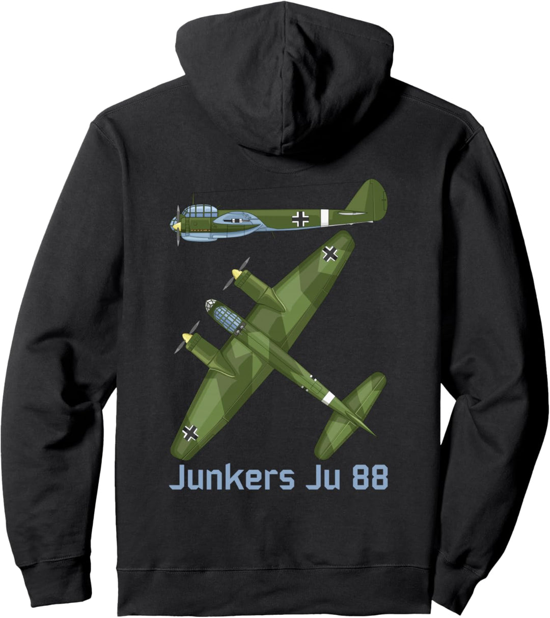 Junkers Ju 88 Deutsch WW2 schnelle Bomber Flugzeug Diagramm Pullover Hoodie