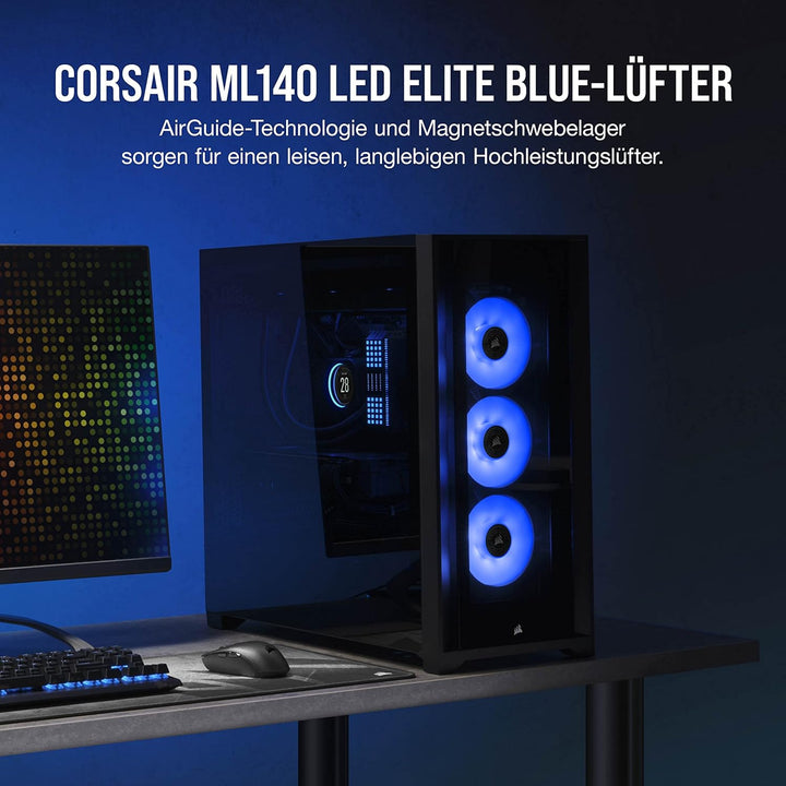 Corsair ML140 LED ELITE, 140mm PWM-Lüfter mit LEDs (CORSAIR AirGuide-Technologie, Magnetschwebelager
