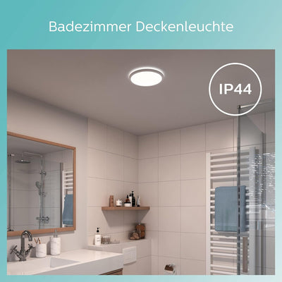 Philips LED Doris Deckenleuchte für das Badezimmer, 17W, IP44 Schutzklasse, kühlweisses Licht (4.000