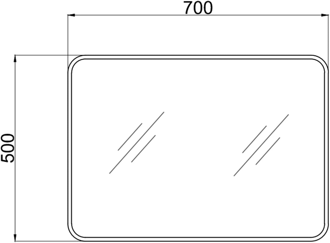BD-Baode Badspiegel Schwarz 50x70cm Abgerundete Ecken Spiegel Wandspiegel für Badezimmer Wohnzimmer