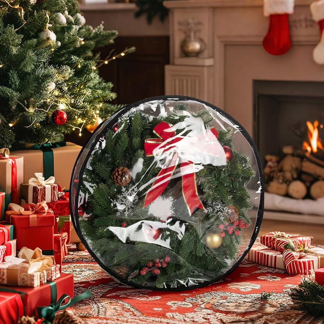 Transparente Aufbewahrungstasche für Weihnachtskranz, Girlande, wasserdicht, Weihnachtsdekoration, O